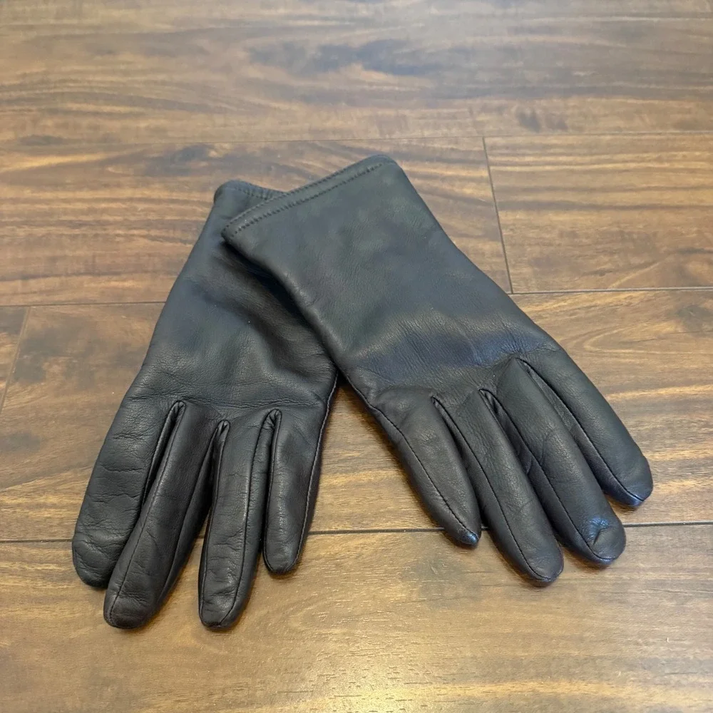 Thinsulate 40g‎ Insulated Dark Brown Leather Winter Gloves Women's Size L Luxury